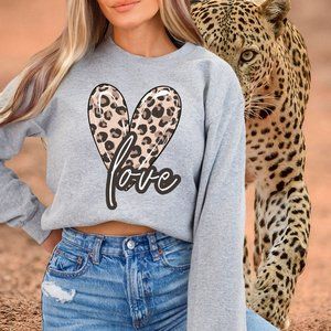 Gray Love Heart Sweatshirt Mother, Daughther, Girlfriend, Valentines